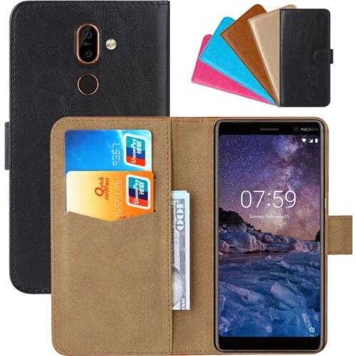Luxury Wallet Case For Nokia 7 Plus PU Leather Retro Flip Cover Magnetic Fashion Cases Strap