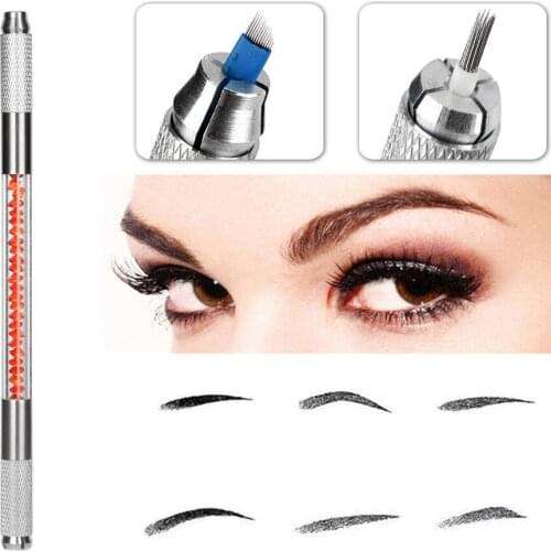 Manual Double Heads Manual Tattoo Pen Microblading Permanent Eyebrow Makeup Crystal Pen Accessories