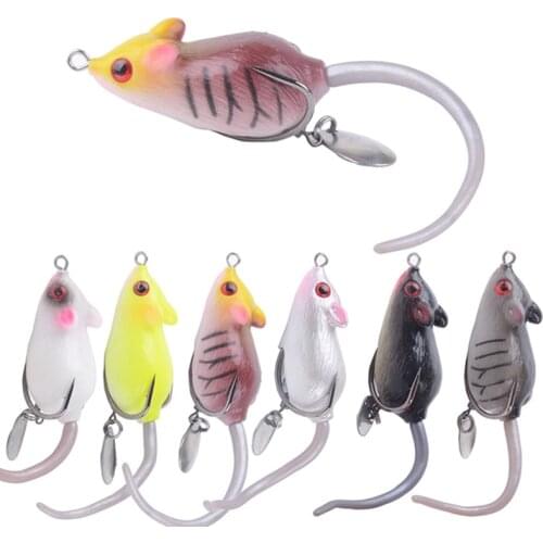Fishing Frog Lure Top Water Frog Soft Plastic Bionic Mouse 6CM 10.5G Long Shot Double Hook Sequins Wobbler Fishing Lures Trout