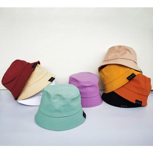 Spring Summer Sun Hats For Kids Boys Girls Cotton Fisherman Hat Solid Color Baby Caps Autumn Bucket Hats