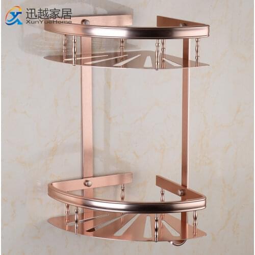 Corner Wall Shower Shelf Cosmetic Rack Storage Gold Aluminum Toilet Shampoo Holder Home Organizer Bathroom Accessories 00BS1101