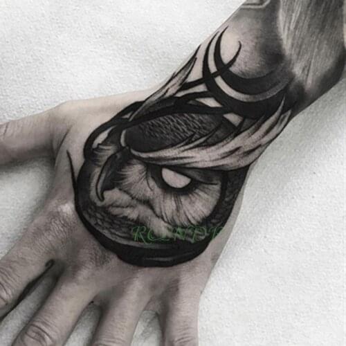 Waterproof Temporary Tattoo Sticker Eagle Hawk Bird Moon Tatto Back of Hand Flash Tatoo Fake Tattoos for Men Women Girl