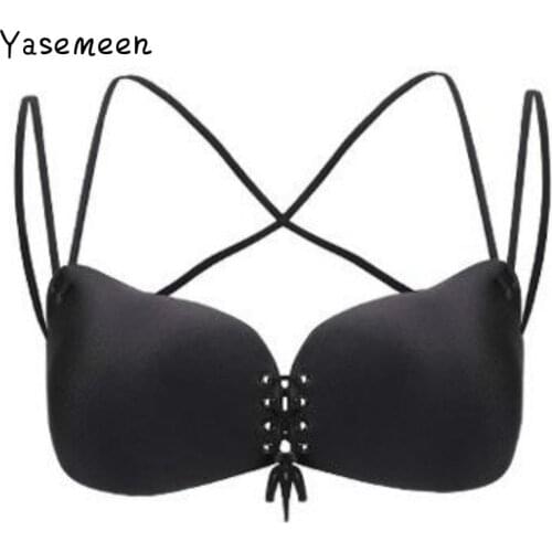 Yasemeen Seamless Cross Back Bra Super Push Up Brassiere Sexy Wireless Women Lingerie Invisible Bra A B C D Cup Available