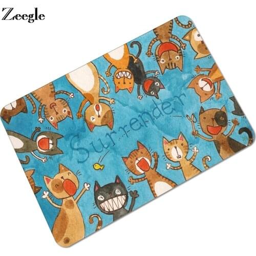 Zeegle Cat Mats Doormat Non-slip Floor Mat Outdoor Rugs Rubber Floor Mat Anti-slip Carpet For Children Bedroom Rug Bathroom Mats
