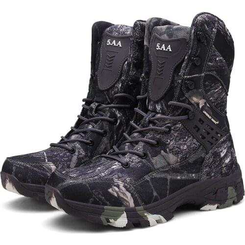 Winter Gray Camouflage Waterproof Boots Men Army Tactical Shoes High Cut Suede Military Boots Male Zapatillas Senderismo Hombre