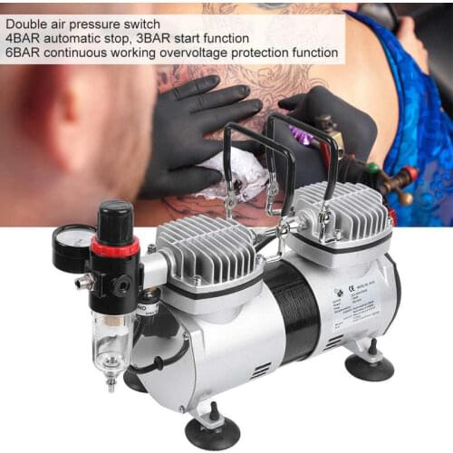 1/4HP Airbrush Compressor Double Cylinder Art Model Leather Care Cake Color Makeup Tattoo Inkjet Pump EU Plug US Plug Optional