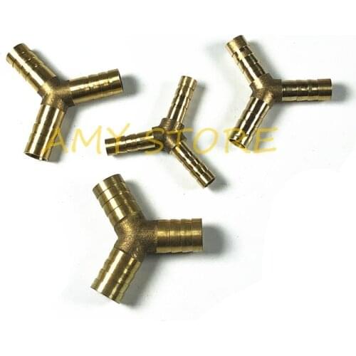 1pcs 6 8 10 12mm Brass Y 3 Way Air Tube Hose Barbed Tail Joiner Fuel Water Air Pipe Tee Connector Coupler Adapter