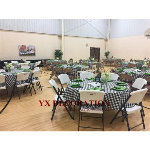 1pcs Buffalo Plaid Tablecloth Round White Black Red Checkered Gingham Polyester Table Cloth For Wedding Event Decoration