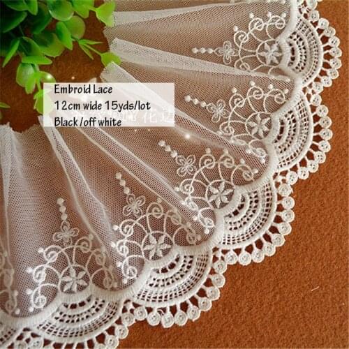 12cm width 5yards/lot embroid sewing ribbon guipure lace trim/ fabric warp knitting DIY Garment Accessories free shipping Z372