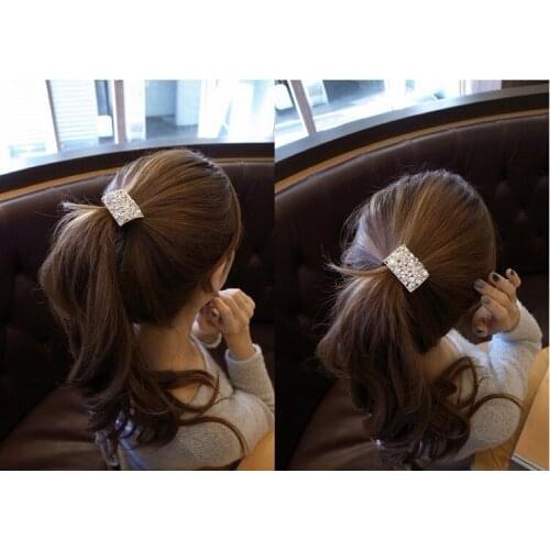 120pcs/lot DIY Simple Multi Diamond Hollow Out Hair Band Square Drill Rubber Band Hair Styling Tools Accessories HA1323