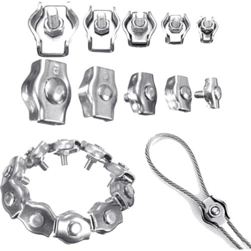 2Pcs M2-M8 Stainless Steel Wire Rope Single Grip Clips Cable Clamps Caliper