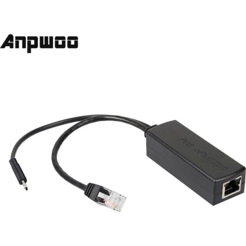 ANPWOO IEEE 802.3af Micro USB Active PoE Splitter Power Over Ethernet 48V To 5V 2.4A for Tablet Dropcam or Raspberry Pi