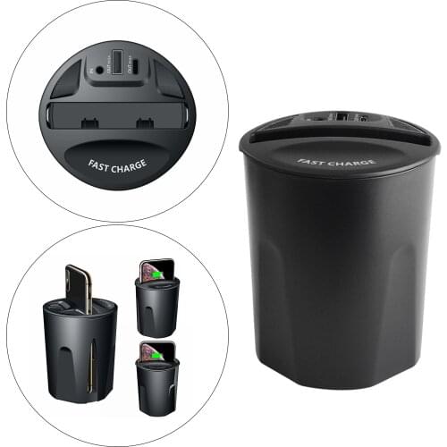 Car Wireless Charger Cup with Base Stand, Phone Charger Fast Charging 10W/7.5W/5w Accessories w/ Type C / USB Output