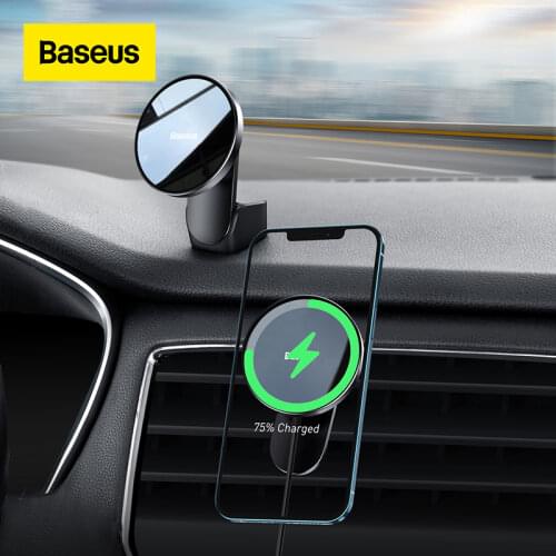 Baseus Magnetic Wireless Charger For iphone 12 Pro Max Car Holder Fast Wireless Charging Quick Charger Car Mount For iphone