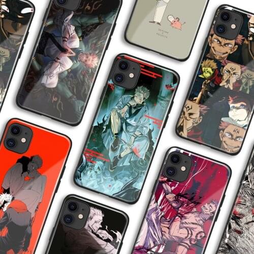 Sukuna Jujutsu Kaisen Anime Phone Cases For iPhone 11 12 Mini Pro XS Max 6s X XR 6 7 8 Plus SE Manga Soft TPU Glass Cover Shell