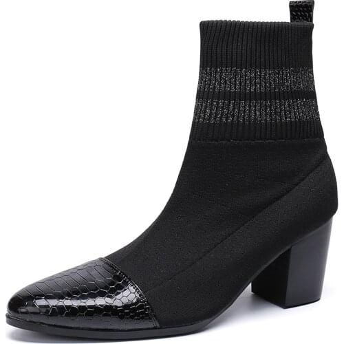 Christia Bella Simplicity Men Shoes Solid Suede Leather Socks Boots New Fashion Pointed Toe Boots Big Size Slip on Boots