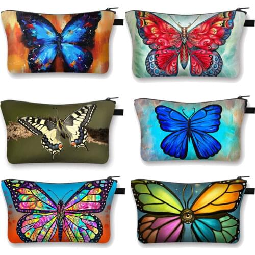Butterfly Printed Ladies Cosmetics Bags Woman Make Up Bag For Travel Femme Oragnizer Travel Portable Toiletry Wrap