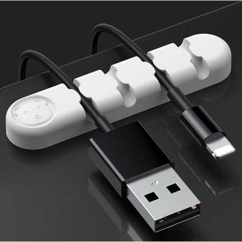 USB Cable Winder Cable Holder Silicone Cable Organizer Desktop Tidy Management Clips Holder For Earphone Charger Cord Data Cable