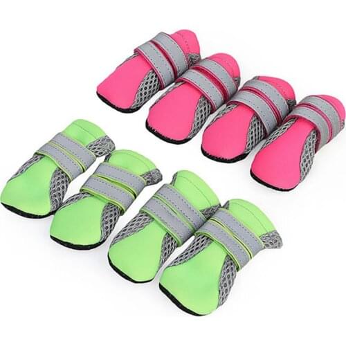 Breathable Dog Shoes for Hot Pavement Soft Air Mesh Winter Warm Dog Puppy Socks Reflective Anti-Slip Rain Snow Pet Boots