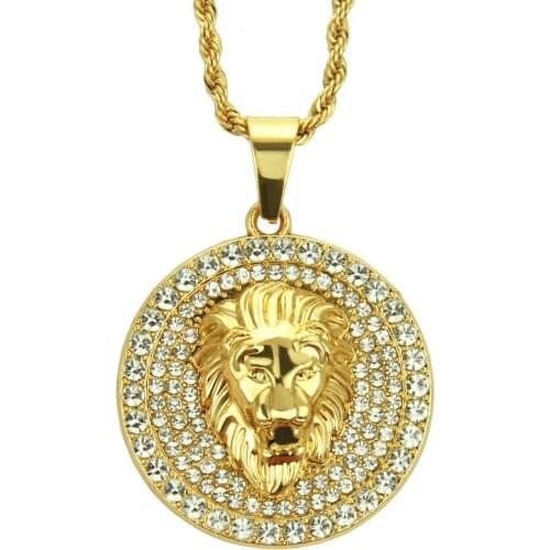 2020 Quick Sale Of Fashion Fashion Fashion Tridimensional Disc Lion Head Necklace Hiphop Pendant