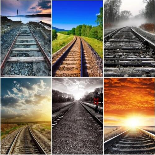 Photography Backdrops Train Tracks Computer Printed Fond Backgrounds for Children Baby Portrait Pets Photophone Photo Studio