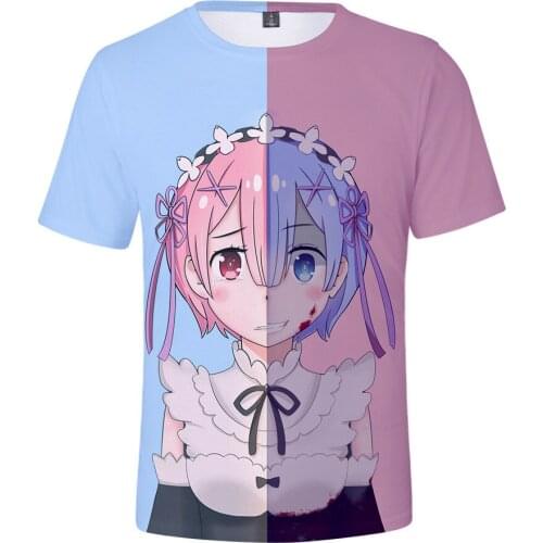 Re Zero Rem and Ram t shirts men/women anime cute Girl fashion funny 3D printed t-shirt casual Harajuku tshirt streetwear tops