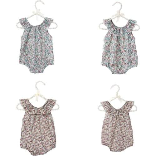 Kaiya Angel Wholesale Toddler Girls Romper Baby Summer Sleeveless Floral Clothes Newborn Ruffle Cotton Casual Jumpsuit 2019