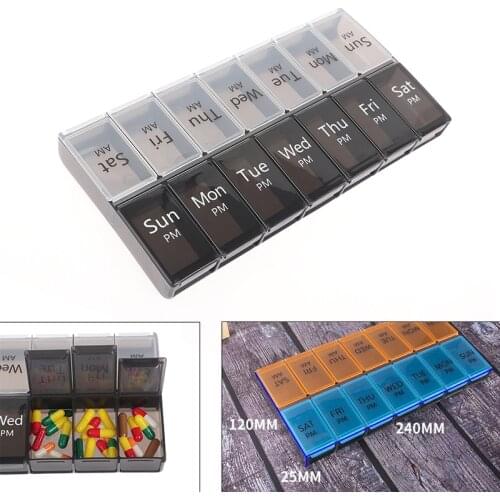 7/14Grids 7Day Weekly Pill Case Medicine Tablet Dispenser Organizer Pill Box Splitter Pill Storage Organizer Pill Drug Container