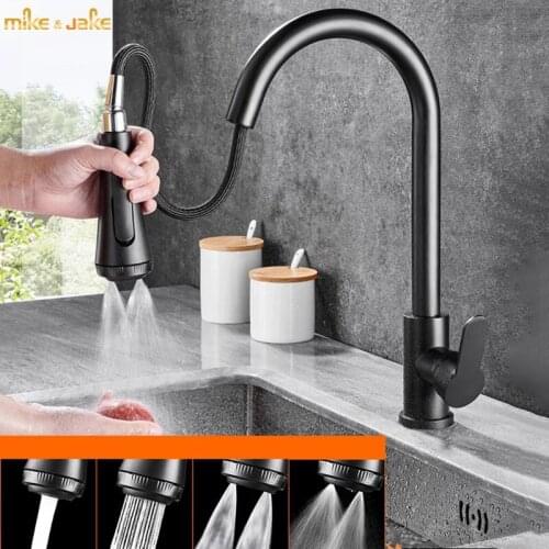 Black pull out kitchen faucet four function shower kitchen tap black sink mixer hot and cold kitchen mixer