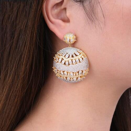 LARRAURI 2019 Trendy Wedding Engagement Appointment Jewelry Romantic Round Shape Pendant Earrings For Women Accessories