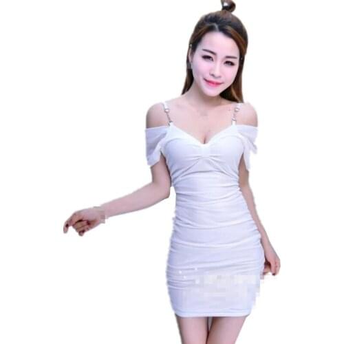 ZB3842 Summer 2020 new women fashion slimming sexy low-cut wrap buttock slim v-neck strapless dress cheap wholesale