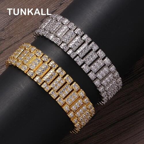 Mirco Pave Prong Setting Zircon Mens Iced Out Brass Bracelet Hip hop Jewelry BB101