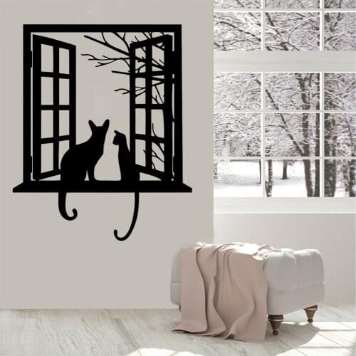 Cute Cat Looking From Window Vinyl Art Removeable Decor Wall Decoration Room Sticker Fashion Modern Ornament CX1135