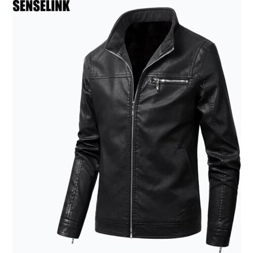 Mens Leather Jacket Clothing 2020 Korean Winter Motorcycle Retro Pocket Plush Leather Jacket Mens Solid All-match Casual Shirts