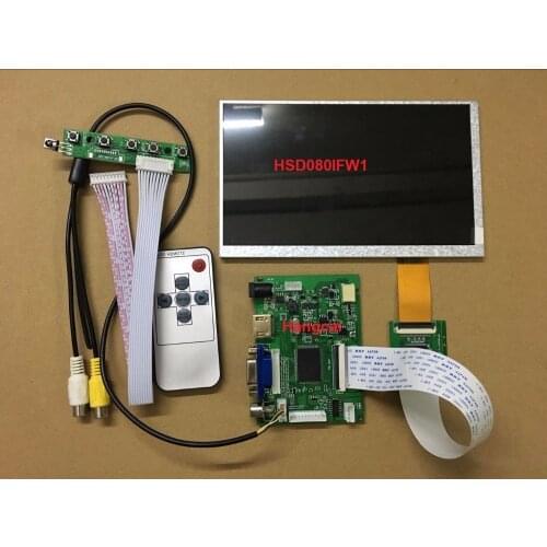 New 8 Inch lcd screen hsd080ifw140 pin 1024*600 and Dirver Board HDMI+VGA+2AV Reversing Android(phone) windows