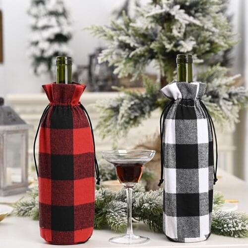 New Year 2021 Lattice Wine Bottle Dust Cover Xmas Navidad Noel Christmas Decorations for Home Natal 2020 Dinner Table Decor