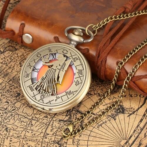 Aries Taurus Gemini Cancer Leo Virgo Libra Scorpio Sagittarius Capricorn Aquarius Pisces Necklace Pendant Quartz Pocket Watches