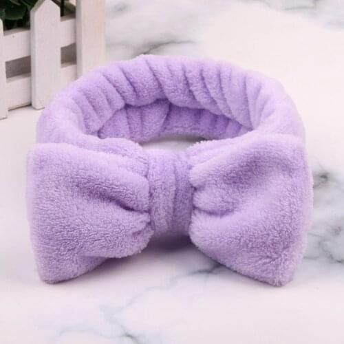 Wash Face Women Girls Hairbands Autumn Winter Warm Soft Coral Fleece Bow Headbands Headwear Hair Bands Turban Hair Accessories