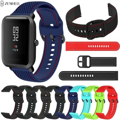 20mm Silicone Watchband For Xiaomi Huami Amazfit GTS/GTS 2 Mini/GTS 2 2e/Bip Lite/Bip U 1S/Pop Pro/GTR 42mm Smart Watch Strap