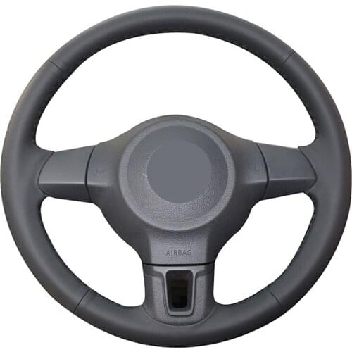 Hand-stitched Black Artificial Leather Car Steering Wheel Cover for Volkswagen VW Golf 6 (VI) Golf Plus Polo Tiguan Touran Caddy