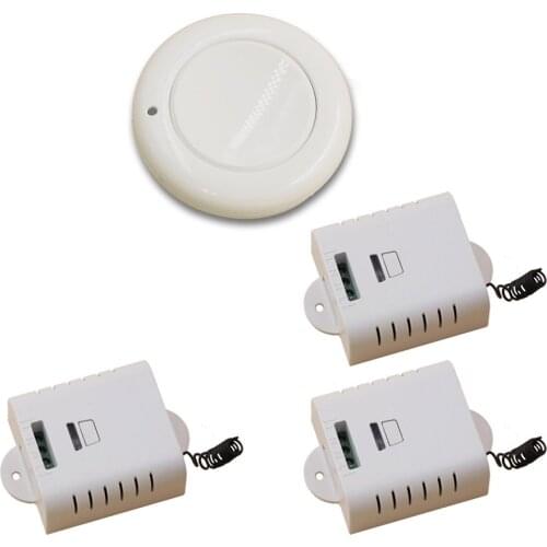 Most Simple Wiring AC85V 110V 220V 250V 1CH RF Wireless Remote Control Switch System White Remote+3* Receiver with Cover 315/433