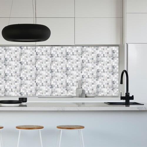 Wood Grain Mosaic Tile Wallpaper Dinning Table Cabinet Kitchen Bathroom Self-adhesive Anti-oil Waterproof Sticker Art Decoration