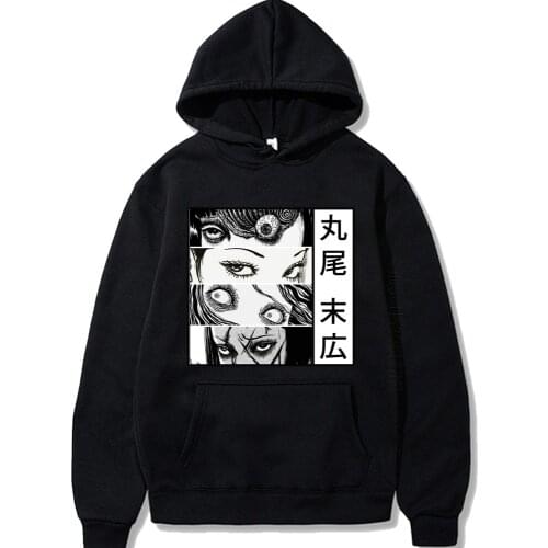 Harajuku Junji Ito Unisex Hoodies Japanese Anime Printing Mens Hoodie Sweatshirt Daily Casual Streetwears