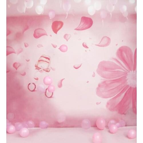 TR 10x10FT Light Pink Balloons Wall Flowers Petals Wedding Custom Photography Backgrounds Studio Baby Backdrops Prints Vinyl 8x8