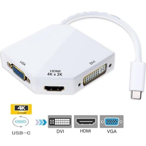 USB-C USB3.1 Type-c to HDMI 4K VGA DVI 1080P Cable Adapter for Samsung S8 Macbook Pro Dell XPS 13 15 Thunderbolt 3