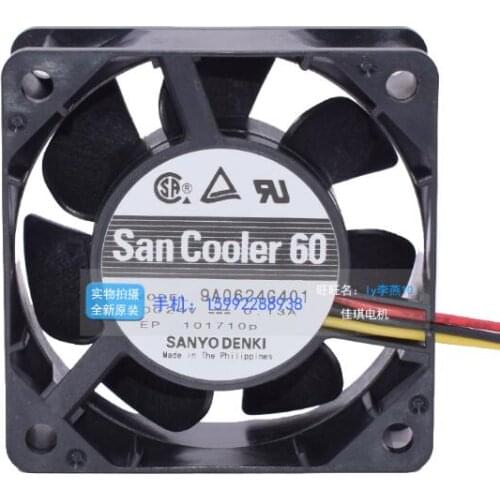 SANYO DENKI 9A0624G401 DC 24V 0.13A 60x60x25mm Server Cooling Fan