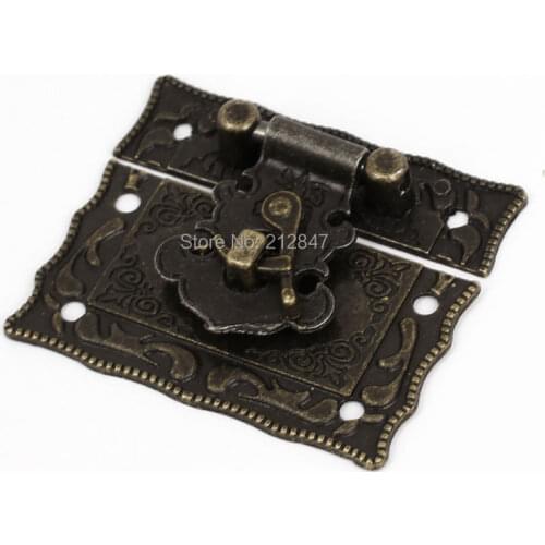 Antique Style Wood Case Chest Box Rectangle Clasp Closure Hasp Latch Bronze Tone Hasp