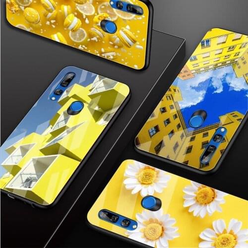 Yellow art Tempered Glass Phone Case For Huawei honor 8X 9 10i 20i 20Lite 20Pro 30 Pro Cover Shell