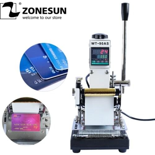 ZONESUN 220V/110V Manual Hot Foil Stamping Machine Card Tipper Embossing Machine For ID PVC Cards