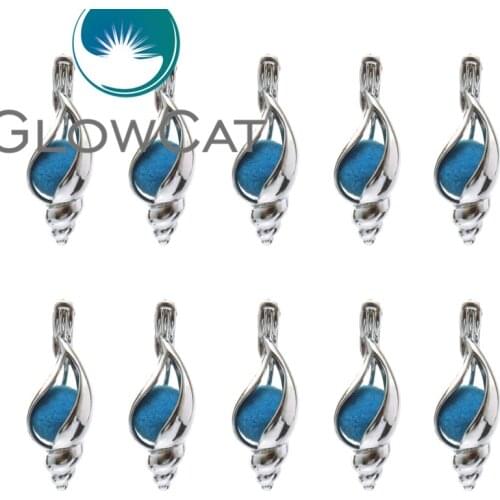 10x K574 Sea Conch Pearl Cage Jewelry Making Beads Cage Pendant Essential Oil Diffuser Aroma Locket For Oyster Party Jewelry